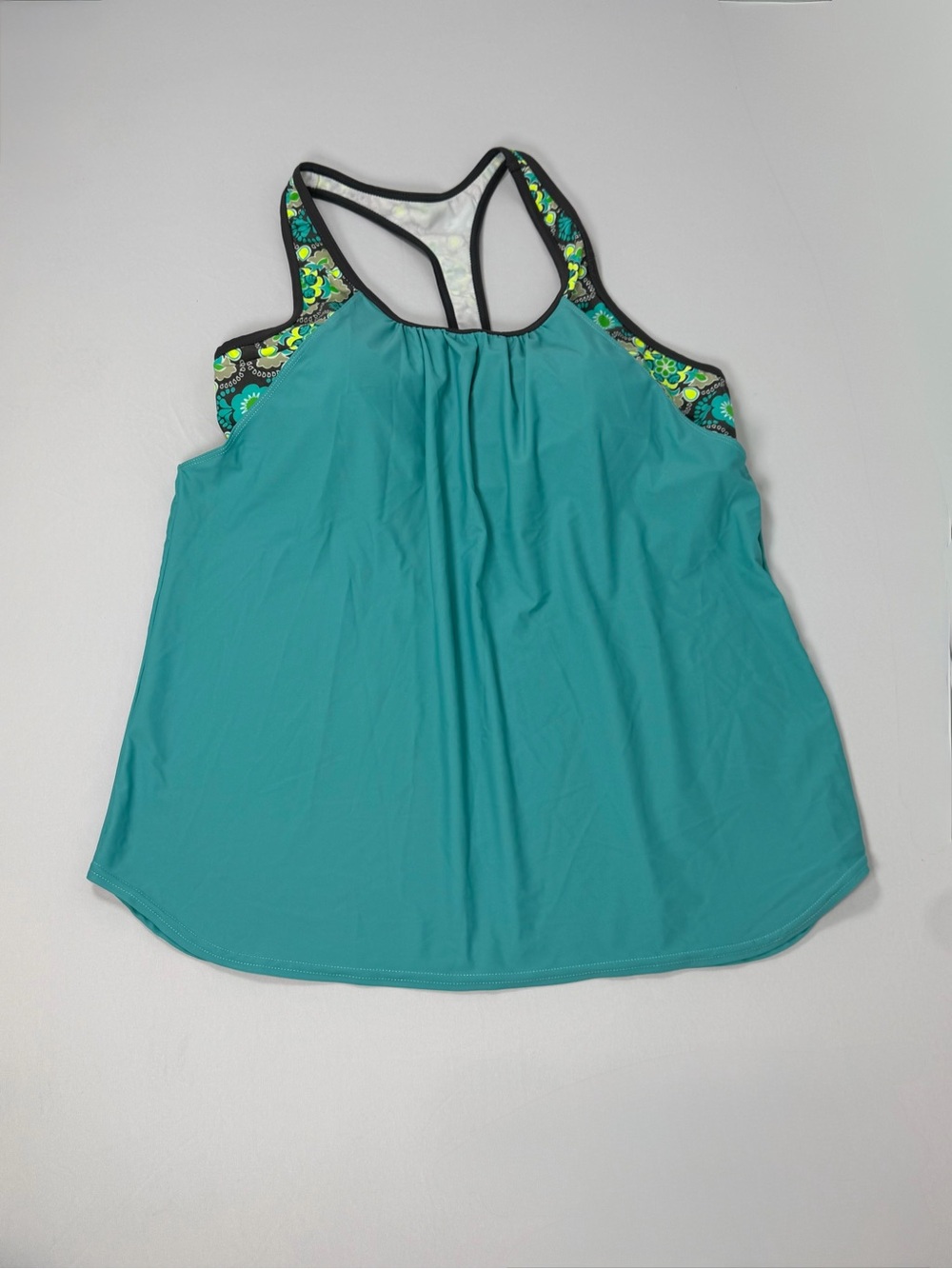 Charmo Teal Racerback Tank Top with Floral Bralette with Removable Pads 2XL NWOT